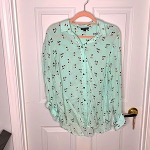 Teal cat pattern blouse from TopShop